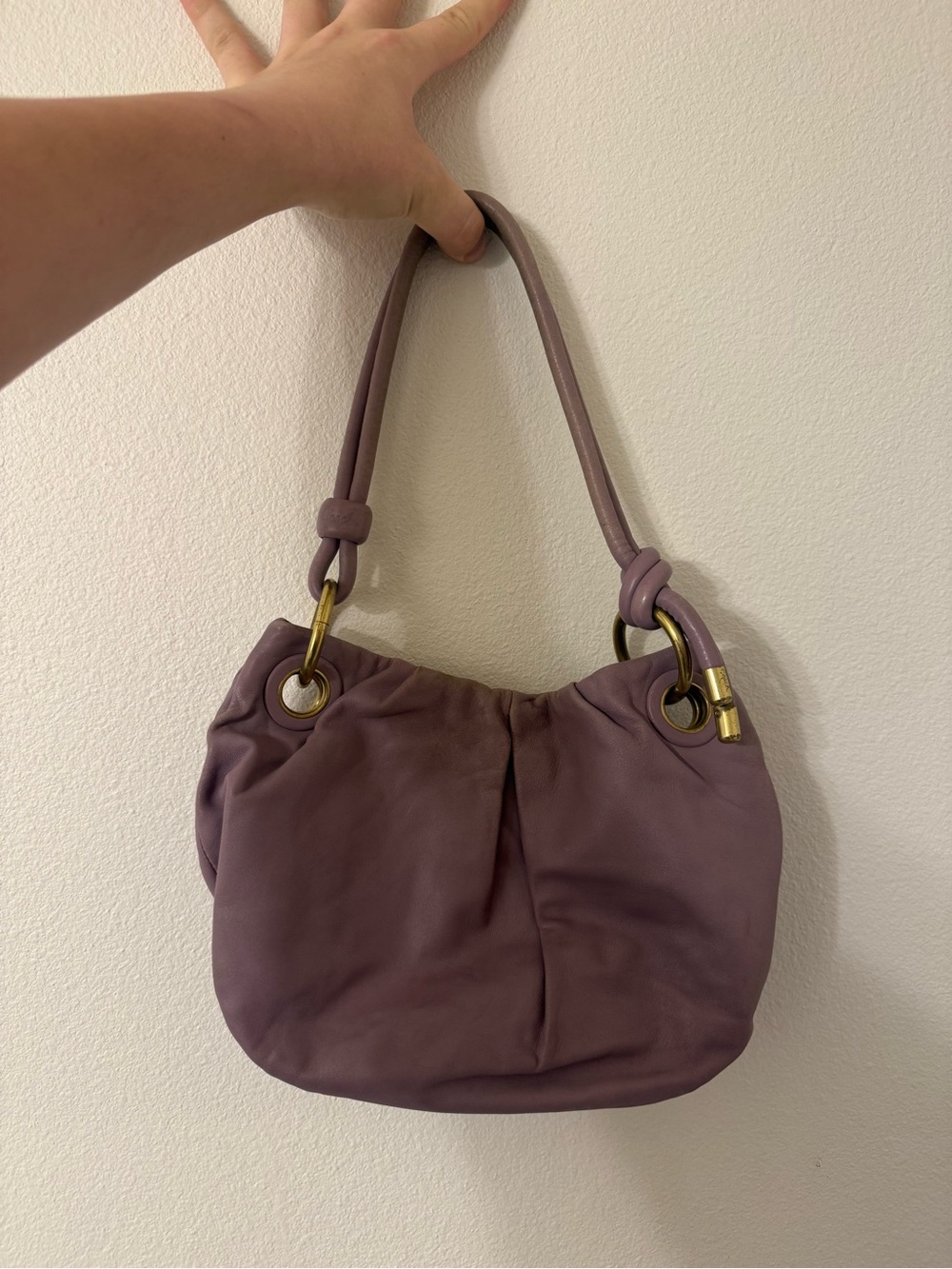 Rare Coach light purple leather shoulder bag, hobo/y2k USED!